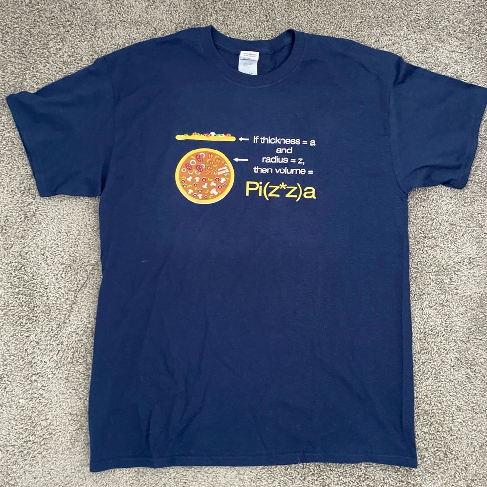 Navy Pizza Equation Graphic Short Sleeve Cotton T-Shirt - Unisex.